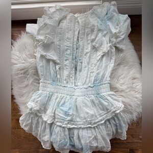 LoveShackFancy White and Light Blue Women or Teen Petite Dress